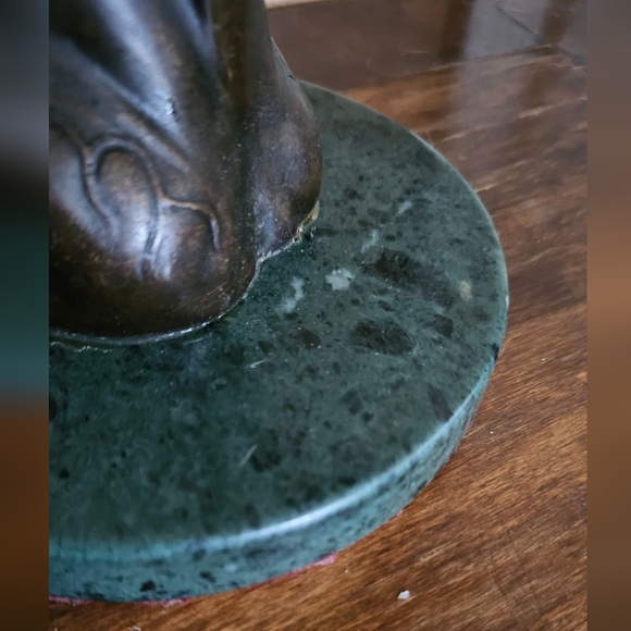 Vintage Bronze Horse Bust on Green Marble Base - Picture 4 of 4